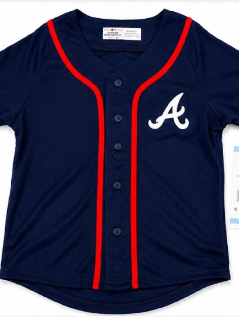 Atlanta Braves Youth Jersey Size M 6/7 MLB Genuine Merchandise Navy Red NWT